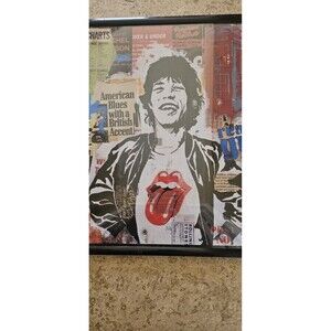 Mick Jagger Mix Media Framed Art